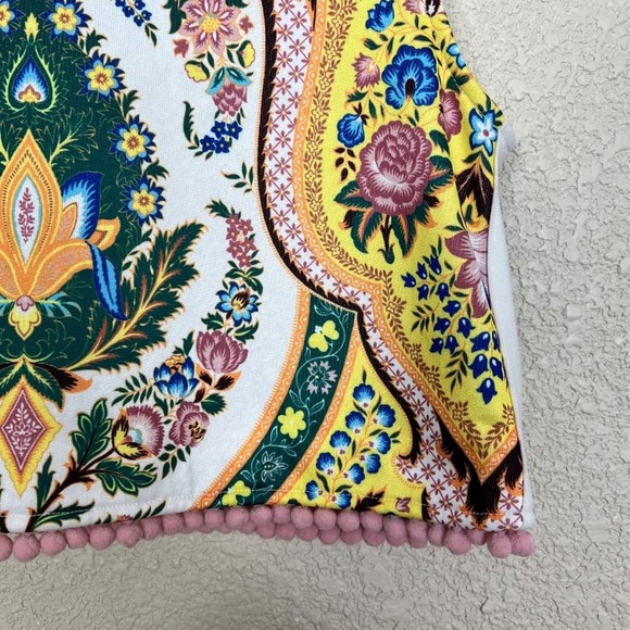 MSGM Paisley Print Pom Pom Crop Top Womens size 44 (10/L) Rare Made in Italy - Picture 7 of 11